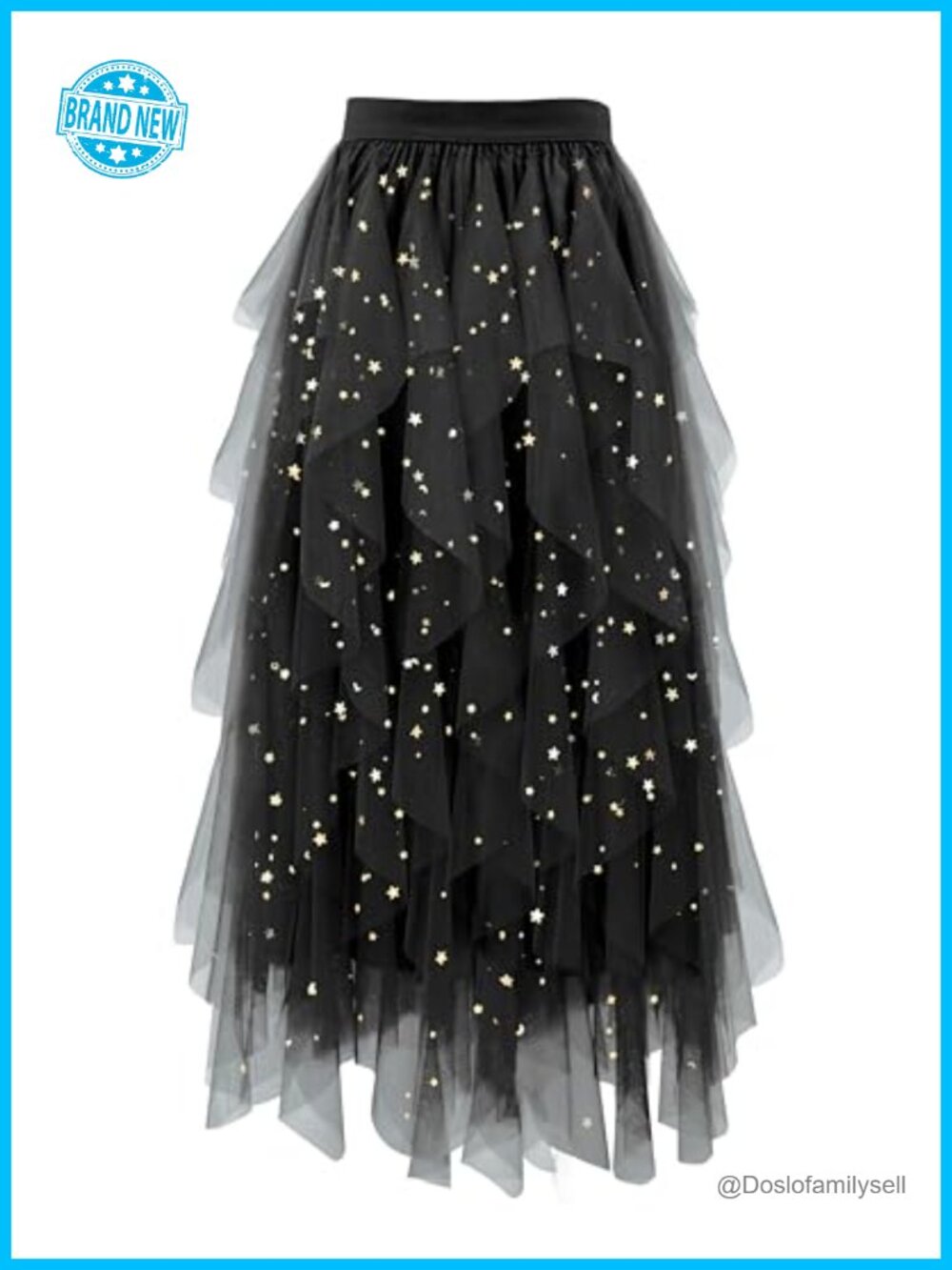 Tulle Skirt Women A-Line Fairy Tiered Long Mesh Layered Elastic Waist
